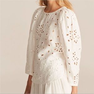 New Rebecca Taylor Sarah Embroidered Blouse M